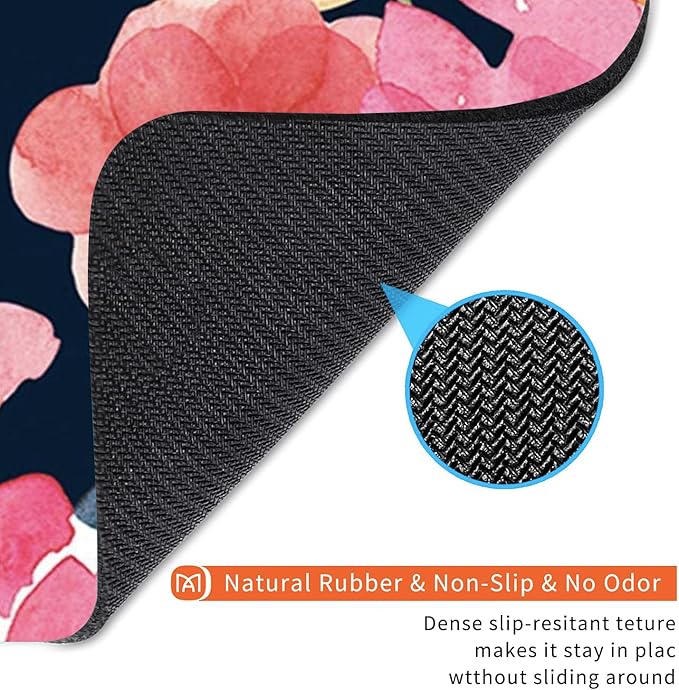 Square Mouse Pad Pink Flower, Personalized Premium-Textured Custom Mouse Mat Design, Washable Mousepad Cloth, Non-Slip Rubber Base Computer Mouse Pads for Wireless Mouse