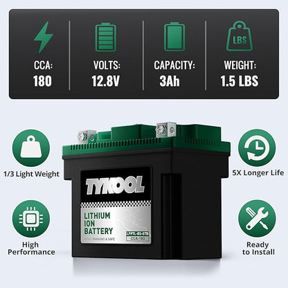 YTX7L-BS-STD 2X Cranking Amps,180CCA,Lithium Iron Phosphate Motorcycle Battery,Digital Readout,Comptitable for Honda,Suzuki Motorycle, Kawasaki ATV,Piaggio Scooter,Predator 3500 Generator battery