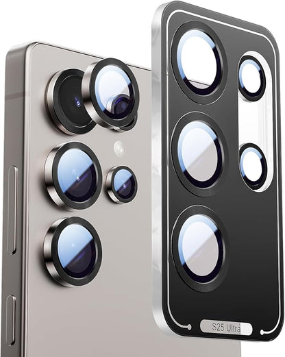 X-it Camera Lens Protector for Samsung S25 Ultra, 9H Tempered Glass, Independent Metal Aluminum Edge Original Protection Design, Suitable for Phone Case, Anti-scratch, Anti-reflective,Pinkgold