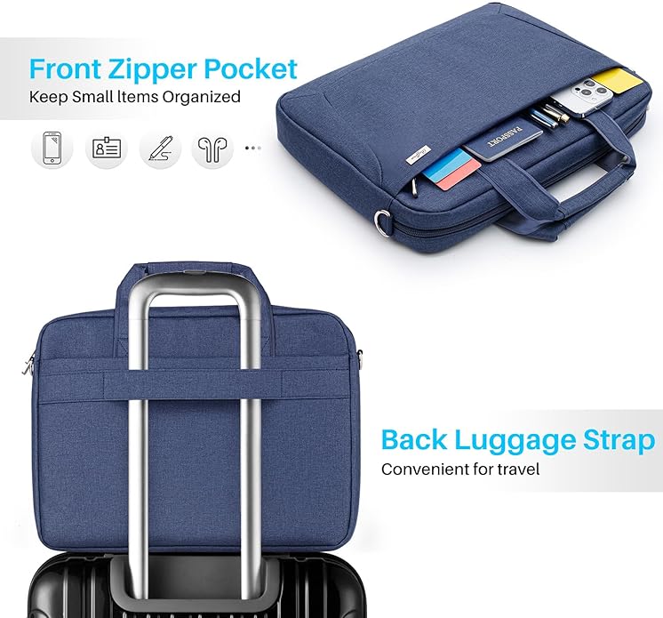 BAFFINA Laptop Shoulder Bag 17 17.3 Inch Business Gifts for Men Women Travel College,Laptop Briefcase for 17“-18“ Notebook Hp Dell Asus,Waterproof Computer Carrying Case Messenger Bag with Strap,Blue