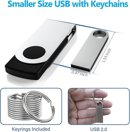 ABLAZE 4GB Flash Drive 2 Pack, Metal USB 2.0 Thumb Drives with Keychains USB Stick Pendrive (Sliver)