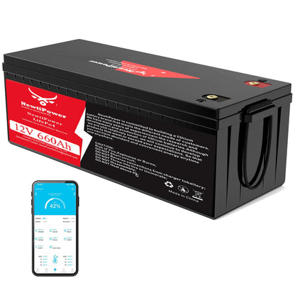 12V 660Ah Lithium LiFePO4 Battery with 250A BMS Grade A Cells Deep Cycle Rechargeable Battery,10000+ Cycles,Perfect for Golf Cart,Off Grid Applications (12.8V 660Ah-BLU)