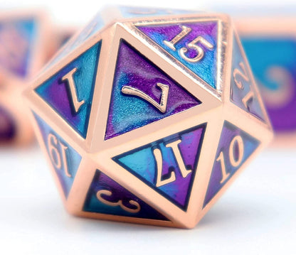 Haxtec Metal DND Dice Set, 7 Pcs Dragon Pattern Polyhedral Dice for RPG
