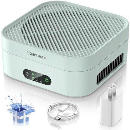 Air Purifiers for Home 600 Sq.Ft, TDBYWAE H13 True HEPA Air Purifier with USB Cable for Pets Dust Dander Pollen Odor Smoke, Small Portable Air Purifier for Bedroom Office Desktop Car RV (Green)