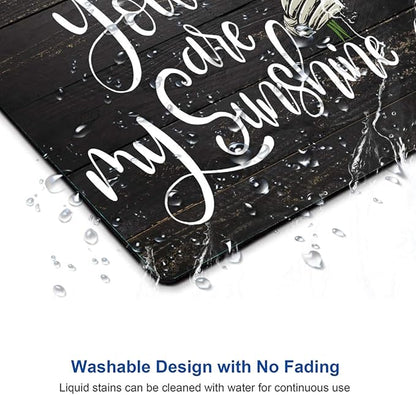 Sunflower 'You Are My Sunshine' Black Wood Gaming Mouse Mat - Square Waterproof Non-Slip Rubber Base Office Laptop Mouse Pad