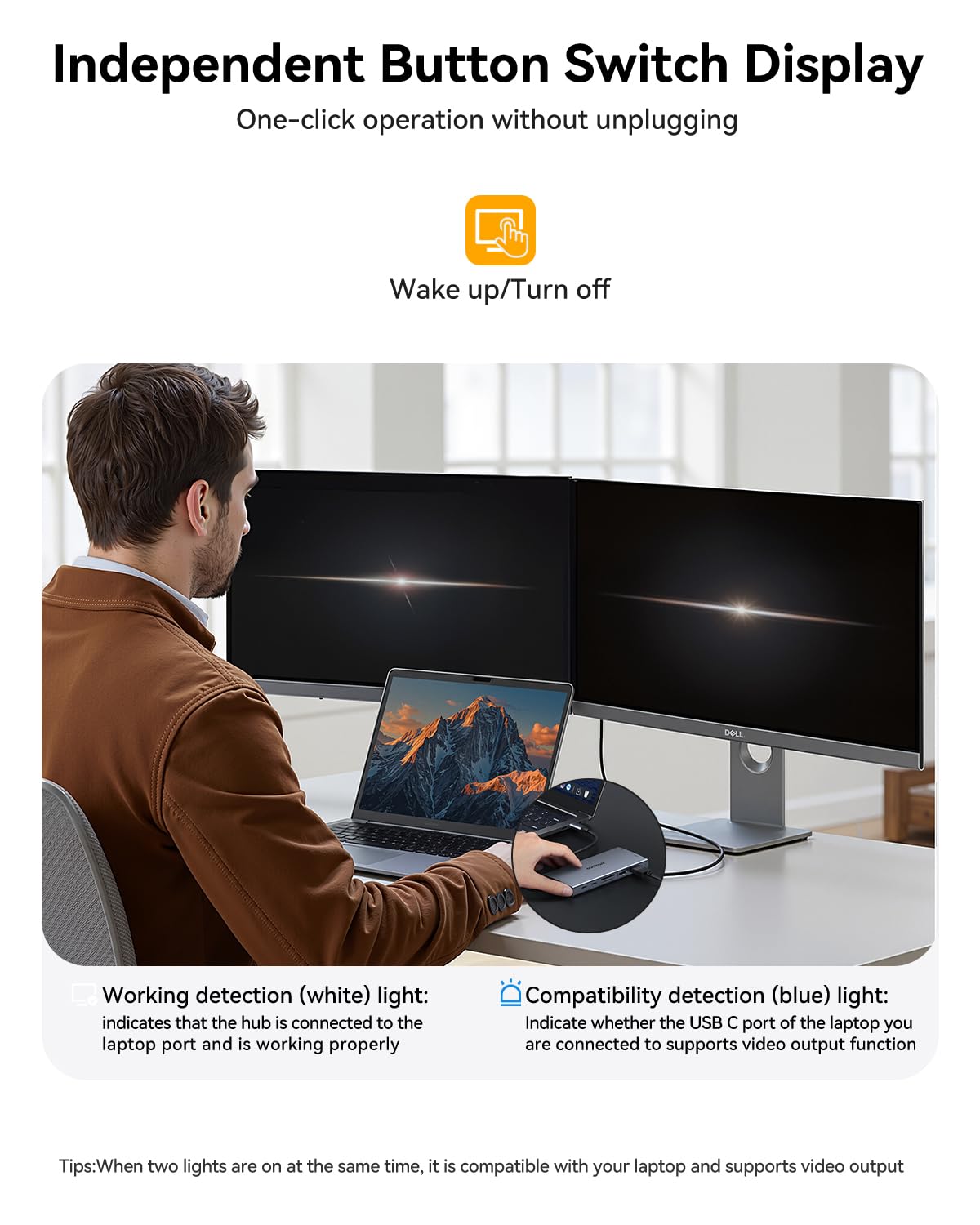 Docking Station Dual Monitor, 15 in 1 Triple Display Multiport Adapter Hub