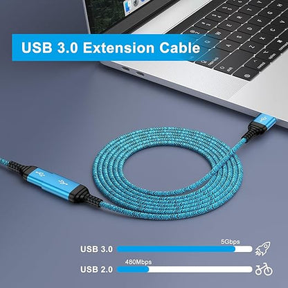 USB Extension Cable 6FT, 2Pack USB Extender USB3.0 Extension Cord Type A Male to Female Extender Cable 5Gbps High Speed Data Transfer for Gamepad,Keyboard,Webcam,Mouse,Camera,Flash Drive,Hard Drive
