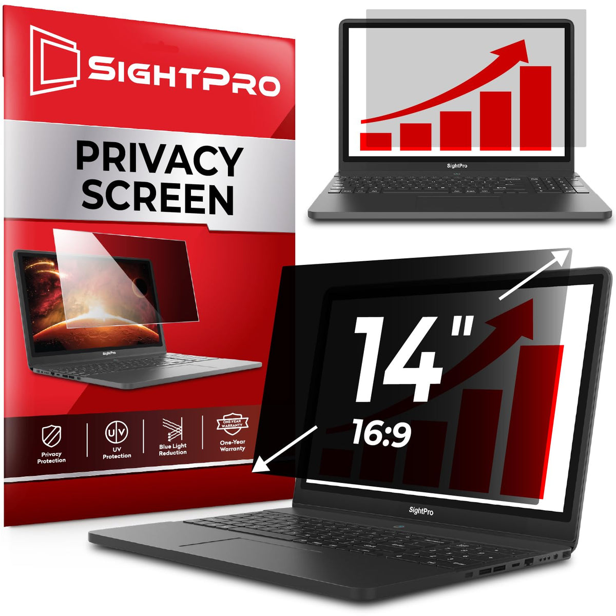 SightPro 22 Inch 16:10 Computer Privacy Screen Filter for Monitor - Privacy Shield and Anti-Glare Protector