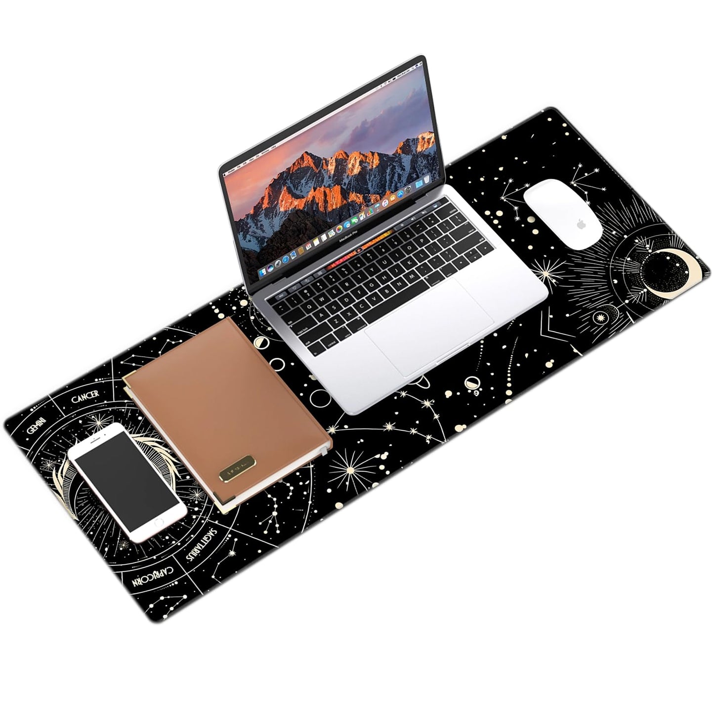 Galdas Gaming Mouse Pad XXL XL Large Long Extended Big Mousepad Non-Slip Rubber Keyboard Desk Pad with Stitched Edges for Laptop Home Office (31.5x11.8x0.08 Inch) … (Black Moon)