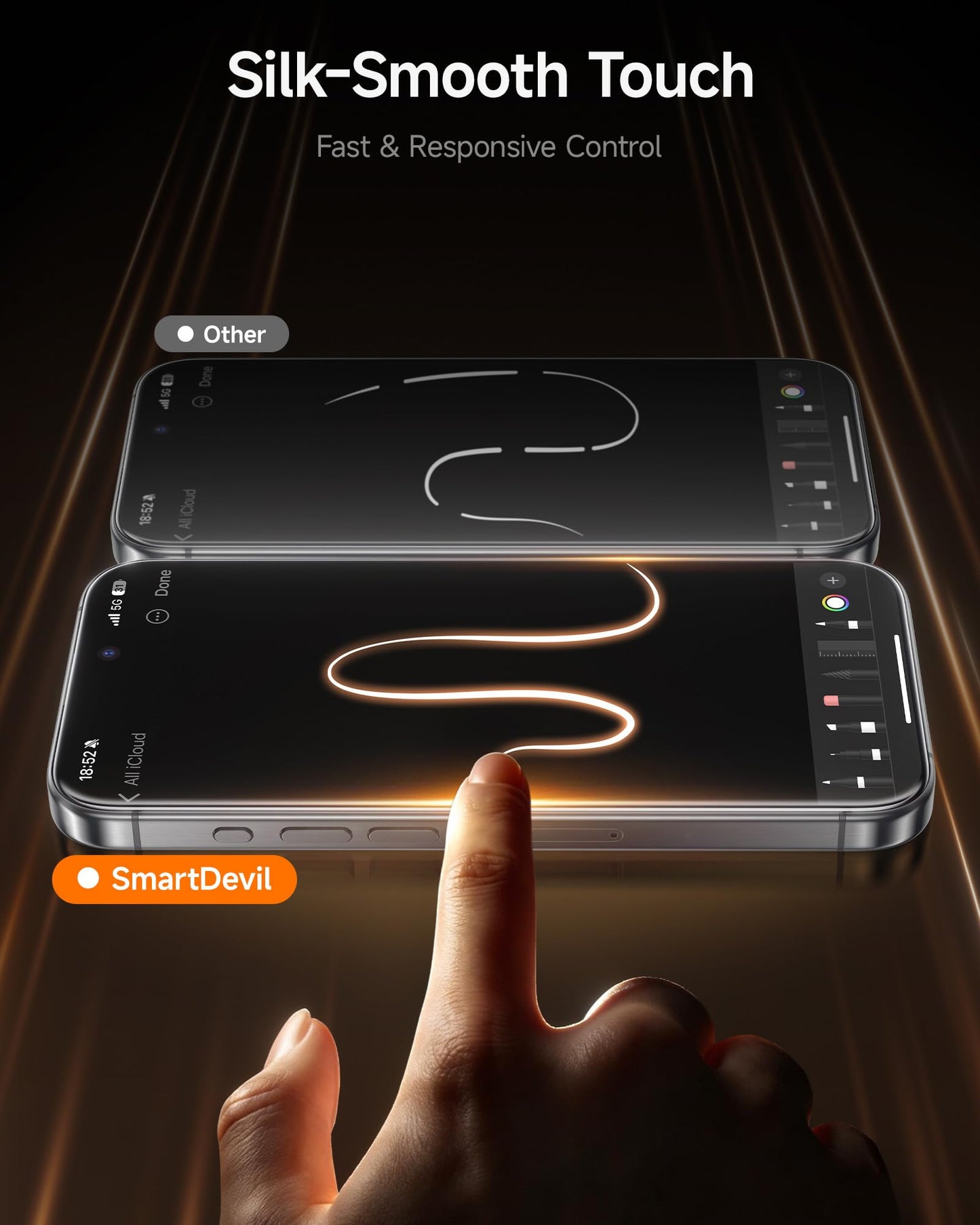 SMARTDEVIL 2 Pack for iPhone 15 Pro Max Screen Protector, 9H Hardness Military Grade Shatterproof, HD Clear Tempered Glass with Auto Dust-Elimination, Bubble Free, Easy Installation, Case Friendly