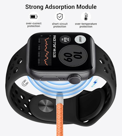 Temdan for Travel Vacation Essentials,3 in 2 USB C Cable for Apple Watch Charger/iPhone 16 Charger/Lightning,Multi Charging Cable Cord,Camping Essentials,Designed for iWatch &iPhone 16-12-4FT Orange