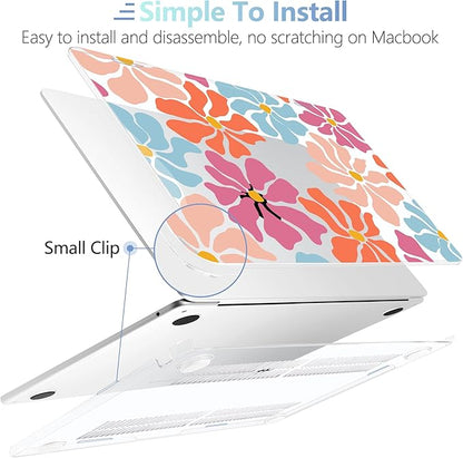 MEEgoodo for M4/M3/M2 MacBook Air 15.3 inch Case 2025 2024 2023, Case Fit Model (A3241/A3114/A2941) for MacBook Air 15 inch, Laptop Hard Shell with Keyboard Cover, Minimalist Style Floral
