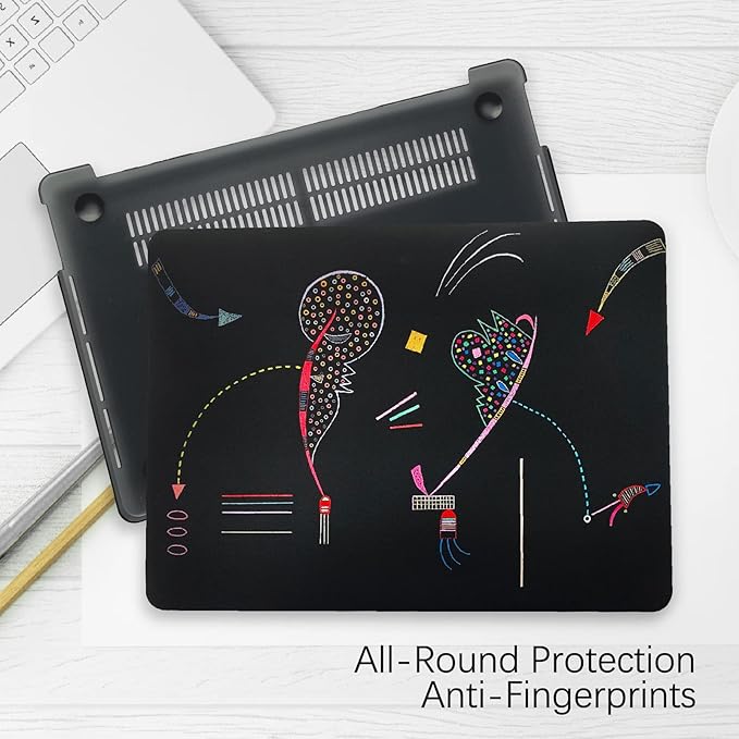 Berkin Arts Compatible with MacBook Air 13 inch Cover, 2022-2018 Release A1932 with Touch ID with Keyboard Cover & Screen Protector Naive Art Illustrated (Two Sides by Kandinsky)