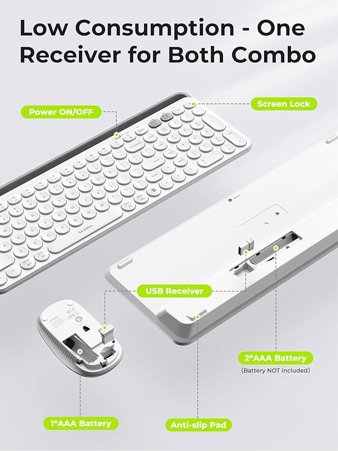 seenda CTU-301 Bluetooth Keyboard and Mouse Combo for iPad,White