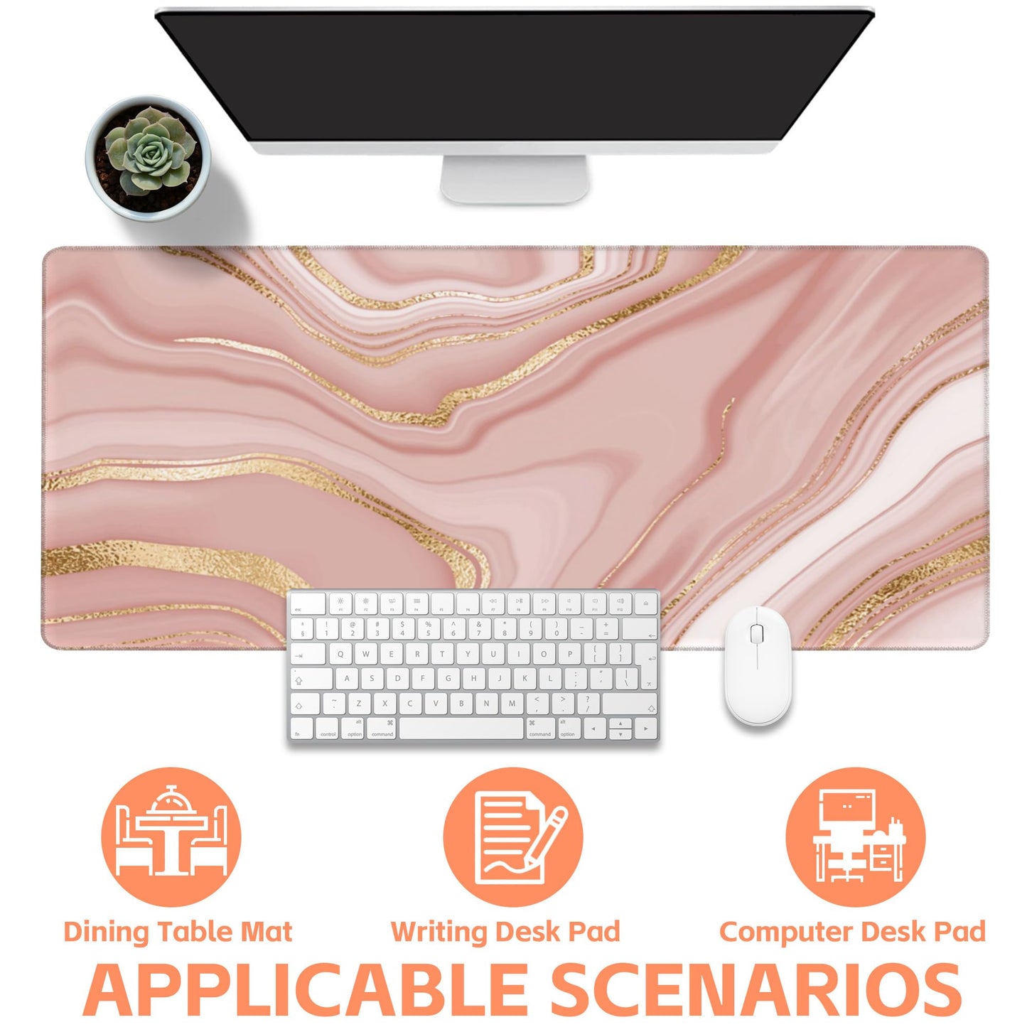 NIYLYNSYN Mouse Pad Large Liquid Marble Non-Slip Gaming Desk Mat with Stitched Edge Laptop Keyboard Desk Pad for Work Home Gaming (35.4 x 15.7 Inches)