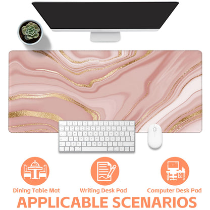 NIYLYNSYN Mouse Pad Large Liquid Marble Non-Slip Gaming Desk Mat with Stitched Edge Laptop Keyboard Desk Pad for Work Home Gaming (35.4 x 15.7 Inches)