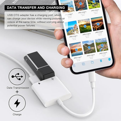 [Apple MFi Certified] Lightning to USB OTG Adapter for iPhone 14, USB3.0 Camera Adapter with Fast Charging Port for iPhone14/13/12/11/XS/X/8/7/6/SE/iPad/Card Reader/USB Flash Drive/Keyboard/Mouse