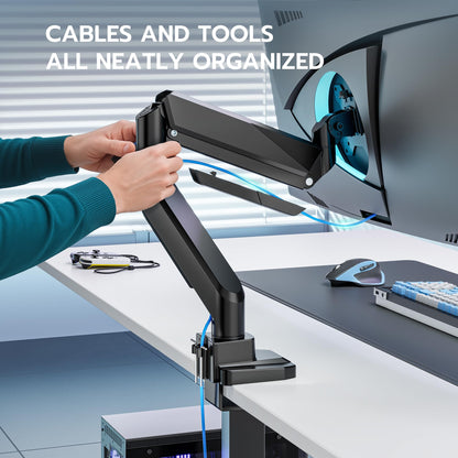 Heavy Duty Single Monitor Mount for 13"-49" Curved Screens with USB, Black