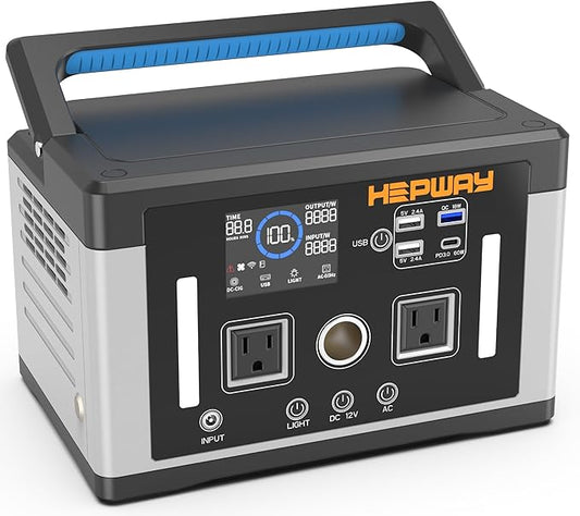 Portable Power Station 700W, 577Wh Battery Solar Generator, Power Bank 110V/ Surge 1000W Pure Sine Wave 2 AC Outlets with PD 60W USB-C Fast Charging for CPAP Camping, Hurricane Emergency, RVs