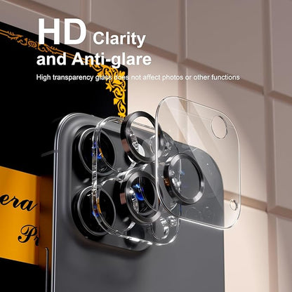 beuxece for 6 Pack iPhone 16 Pro/iPhone 16 Pro Max Camera Lens Protector [Drop Protection] [Case Friendly] [Easy Installation] 9H Tempered Glass Camera Screen Protector Cover, CD Black