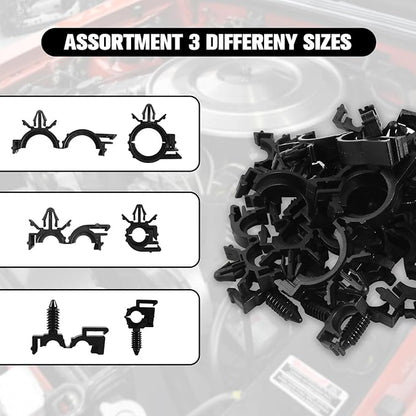 130 Pcs Push Mount Cable Ties Standard Zip Tie Mount Car Wire Loom Routing Clips for Polaris UTV Jeep Wrangler Vehicles Home Appliances 6 Different Sizes Universal Management Cable Ties