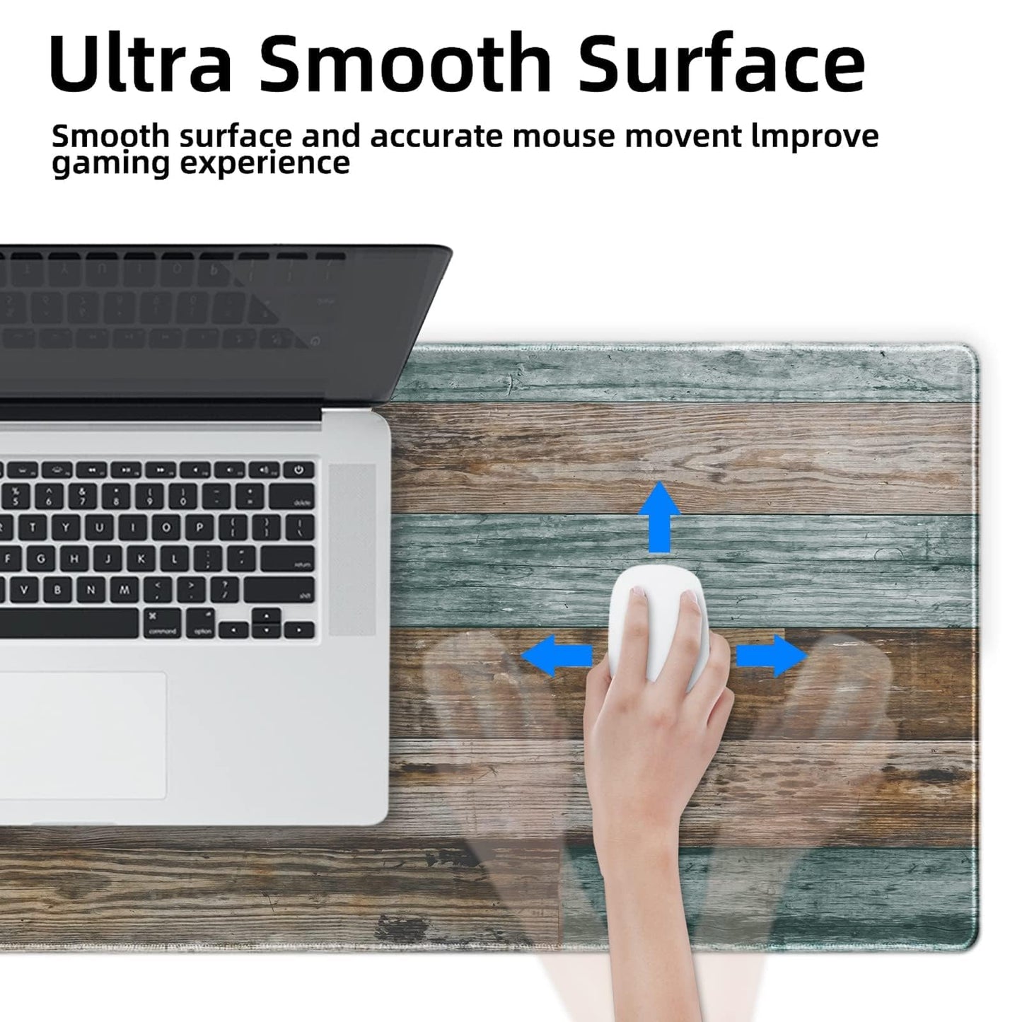 Galdas Gaming Mouse Pad Vintage Wood Grain Pattern XXL XL Large Mouse Pad Mat Long Extended Mousepad Desk Pad Non-Slip Rubber Mice Pads Stitched Edges Thin Pad (31.5x11.8x0.12Inch)