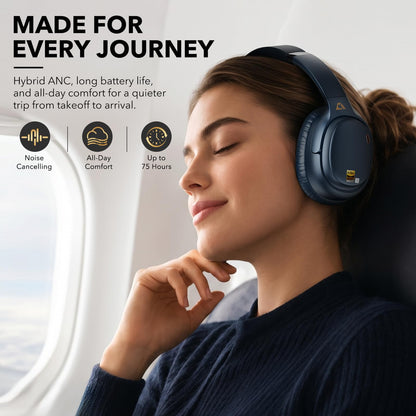 1Mii E700 Noise Cancelling Headphones Bluetooth Wireless Hi-Res LDAC,Indigo