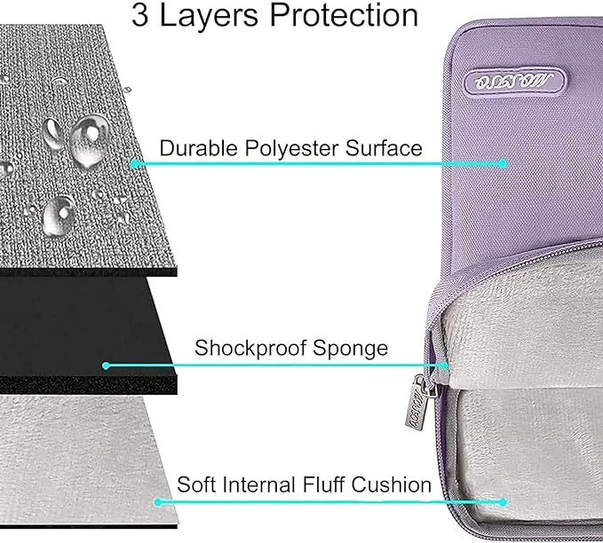 MOSISO Laptop Case 13.3 inch, 13-13.3 inch Laptop Sleeve Compatible with MacBook Air/Pro 13 / Pro 14, HP Dell ASUS Lenovo Notebook, Polyester Vertical Computer Sleeve Bag with Pocket, Purple