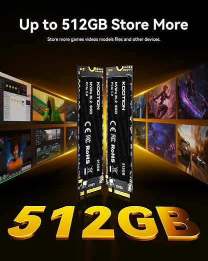 KOOTION 512GB PCIe 3.0 M.2 Internal Solid State Drive PCle 3.0x4 SSD NVMe M.2 2280 Internal SSD Up to 3500MB/s PCIe Gen 3 NVMe SSD Less Heat Large Storage M.2 Internal Solid State Hard Drive for PC