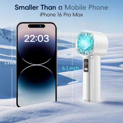 PANERGY Handheld Fan with Ice Cooler, Mini Portable Fan Rechargeable, 18Hrs Cooling, 0-100 Adjustable Speed, Small Yet Powerful, Personal Hand Fans for Travel, Beach, Outdoor, Makeup, Gifts for Women