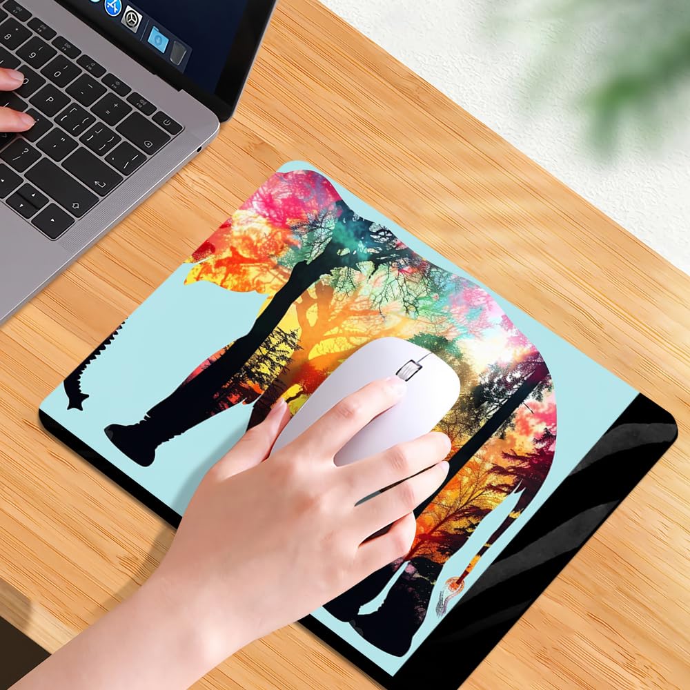 Square Mouse Pad Colorful Forest Elephant-1,Gaming Mouse Pads for Desk,Soft Computer Waterproof Non-Slip Mouse Mat