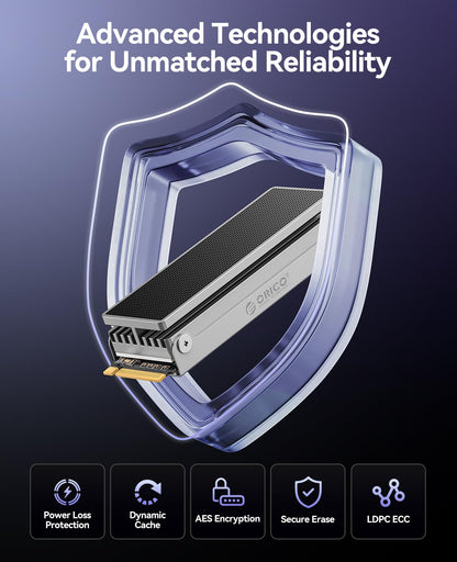 ORICO OSC 4TB M.2 NVMe SSD for Desktop PC, PCIe 4.0 Internal SSD with 7450MB/s Read, TLC NAND, Pre-Installed Pro-Grade Finned Heatsink, Innovative IceArmor Cooling, M.2 2280 Drive