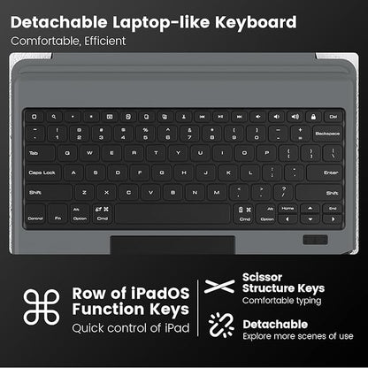 Nillkin Keyboard Case for iPad Air 13-inch (M3 2025/M2 2024), iPad Pro 12.9-inch (6th/5th/4th/3rd Gen) Rugged Case with Detachable Keyboard, Magic Trackpad, Portrait/Landscape Stand, Black
