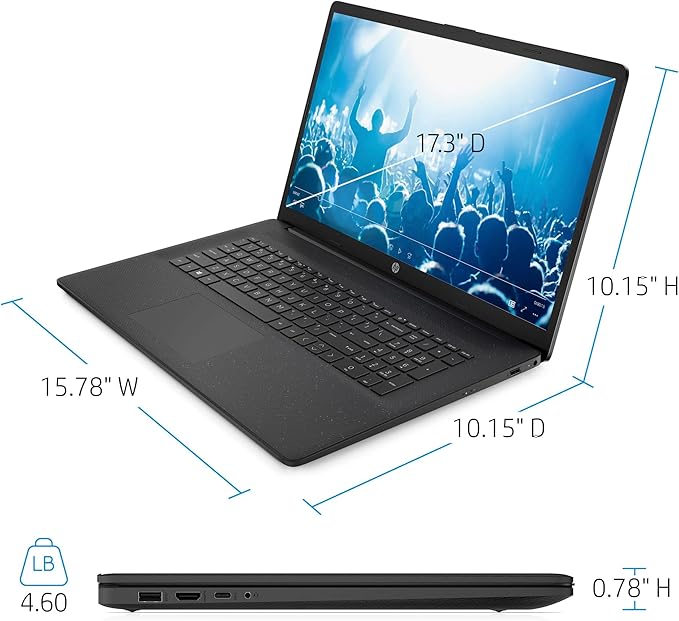 HP 17.3" Business Laptop Computer, 32GB RAM 1.2TB Storage (1TB SSD+256GB Docking Station Set), 10-Core Intel Core i5, Windows 11 Pro Laptop with Microsoft Office License Included, PLUSERA Earphones