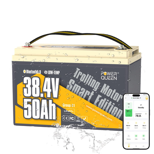 Power Queen 36V 50Ah LiFePO4 Lithiumn Battery for Boat, Marine, Yacht