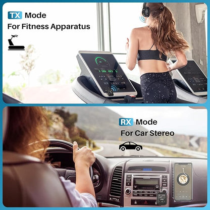 YMOO Bluetooth 5.4 Transmitter Receiver for Airplane, Wireless Bluetooth Adapter Travel Essentials, Supports to 2 Headphones, 25H Playtime, 2-in-1 Adapter with LED Display for TVs Gym Car Home