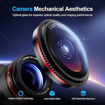 X-it 2 Pack Camera Lens Protector, Shatterproof Anti-Scratch Ultra HD Mechanical Gear Camera Protector, Anti-Glare 9H Tempered Glass Lens Protector for iPhone 16/iPhone 16 Plus, Case Friendly,BlackRed