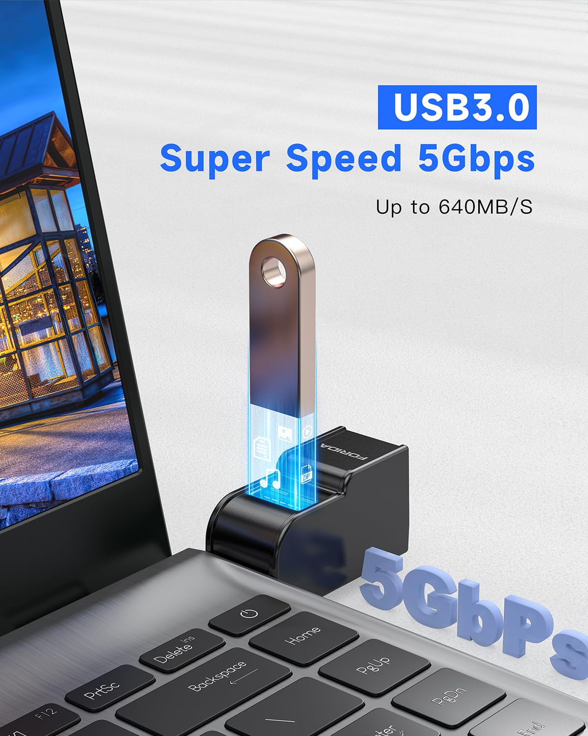 3 Ports USB Hub 3.0, FORIDA USB Splitter 1 in 3 Out for Laptops, Keyborad
