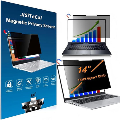 14-inch magnetic privacy screen, suitable for laptops with a 16:9 removable anti-glare filter, reduces blue light/compatible with HP, Dell, Acer, Asus, Samsung, Lenovo and other laptops.