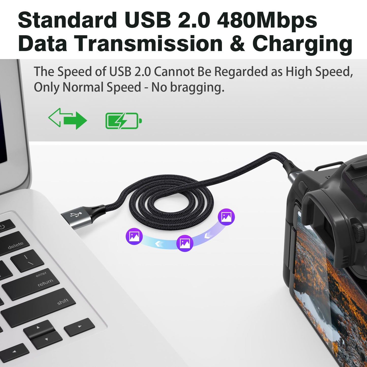AGVEE 1ft Mini USB Cable, Durable USB-A to Mini-B Data and Charger