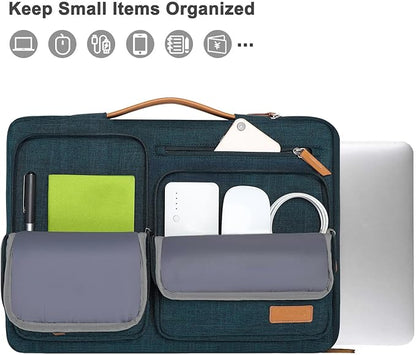 MOSISO 360 Protective Laptop Case 14 inch, 14 inch Laptop Sleeve Compatible with HP Lenovo Dell ASUS Acer, HP, Dell Latitude, Lenovo, Side Open Carrying Case with 4 Zipper Pockets&Handle, Teal Green