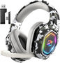 Wireless Gaming Headset for Ps5, Ps4, PC, Gaming Headphones with Flip Mic and USB-A & USB-C Transmitter, 40Hr Battery Bluetooth Headset for Mobile, Mac, Laptop