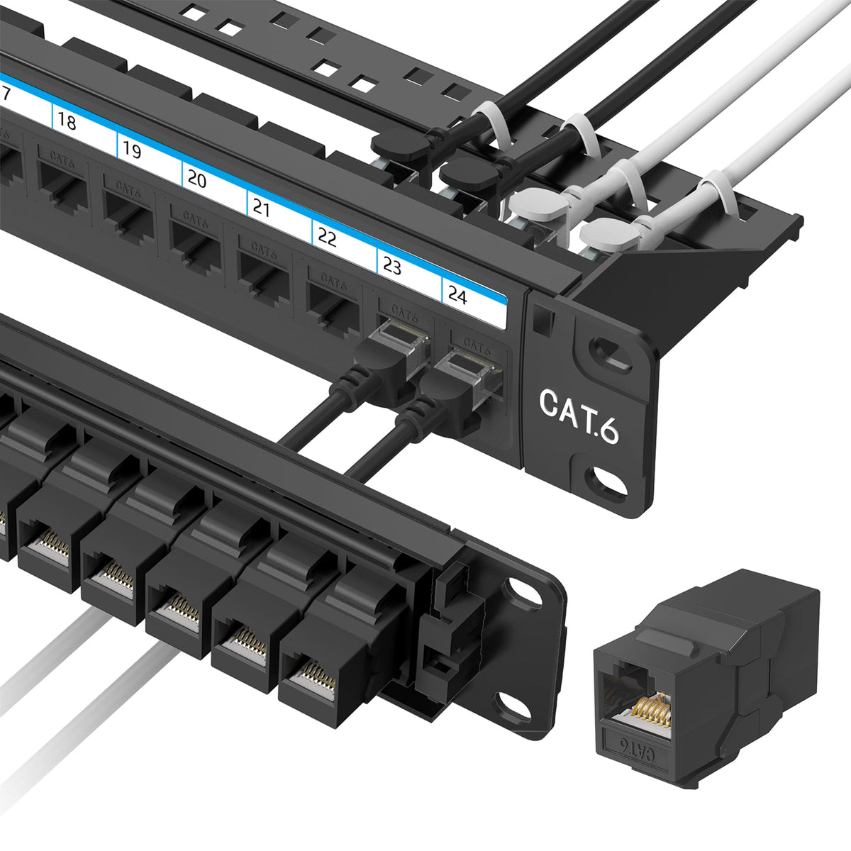 Jadaol [UL Listed] 24 Port Patch Panel Rackmount or Wall Mount 19-Inch 1U