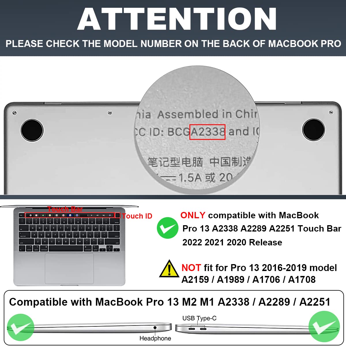 LCMOCICO for MacBook Pro 13 Inch Case 2022 2021 2020 Release A2338 M2 M1 A2251 A2289, Plastic Hard Shell Case for MacBook Pro 13.3 inch with Touch Bar & Touch ID, Navy Blue Wild Flowers