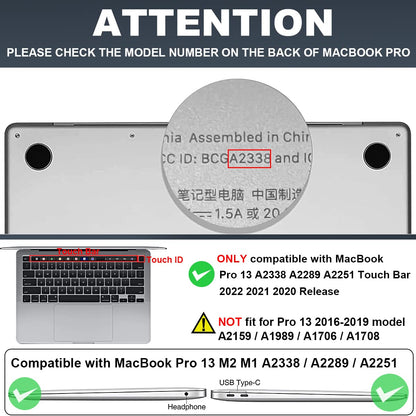 LCMOCICO for MacBook Pro 13 Inch Case 2022 M2 2020 2021 A2338 M1 A2251 A2289 with Touch Bar & Touch ID, Plastic Hard Case Keyboard Cover Screen Protector Webcam Cover Brush, Tropical Blue Flowers