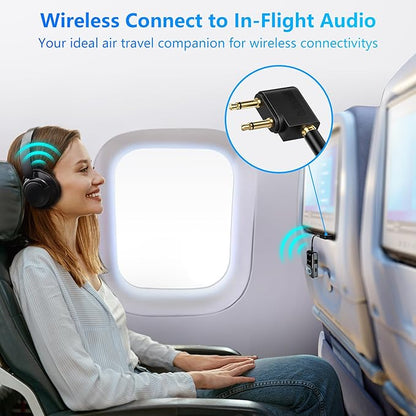 SONRU Bluetooth 5.3 Transmitter Adapter for Airplane 2-in-1 Wireless Bluetooth Audio Transmitter Receiver for 3.5mm Aux Jacks on Flight/TV/Gym Equipment, for up to 2 Wireless Headphones, Cell Phones