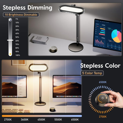 LitONES Premium LED Desk Lamp, Dual-Sided Soft Lighting with Knob Remote