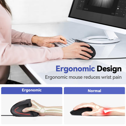 TECKNET Wired Mouse, Comfortable Ergonomic Mouse with 6400 DPI
