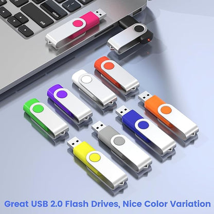 ABLAZE 32GB Flash Drive 10 Pack, USB 2.0 Memory Stick with Lanyards
