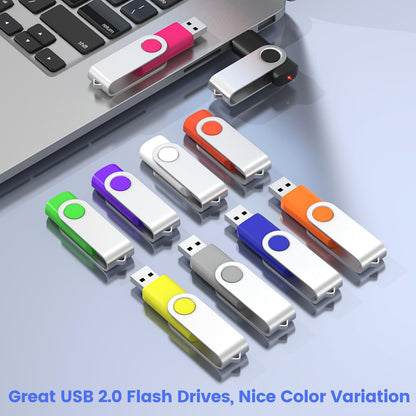 ABLAZE 1GB Flash Drive 10 Pack, USB 2.0 Memory Stick with Lanyards
